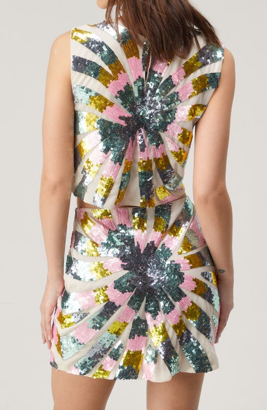 Nasty Gal Tie Dye Sequin Palm Crop Top In White