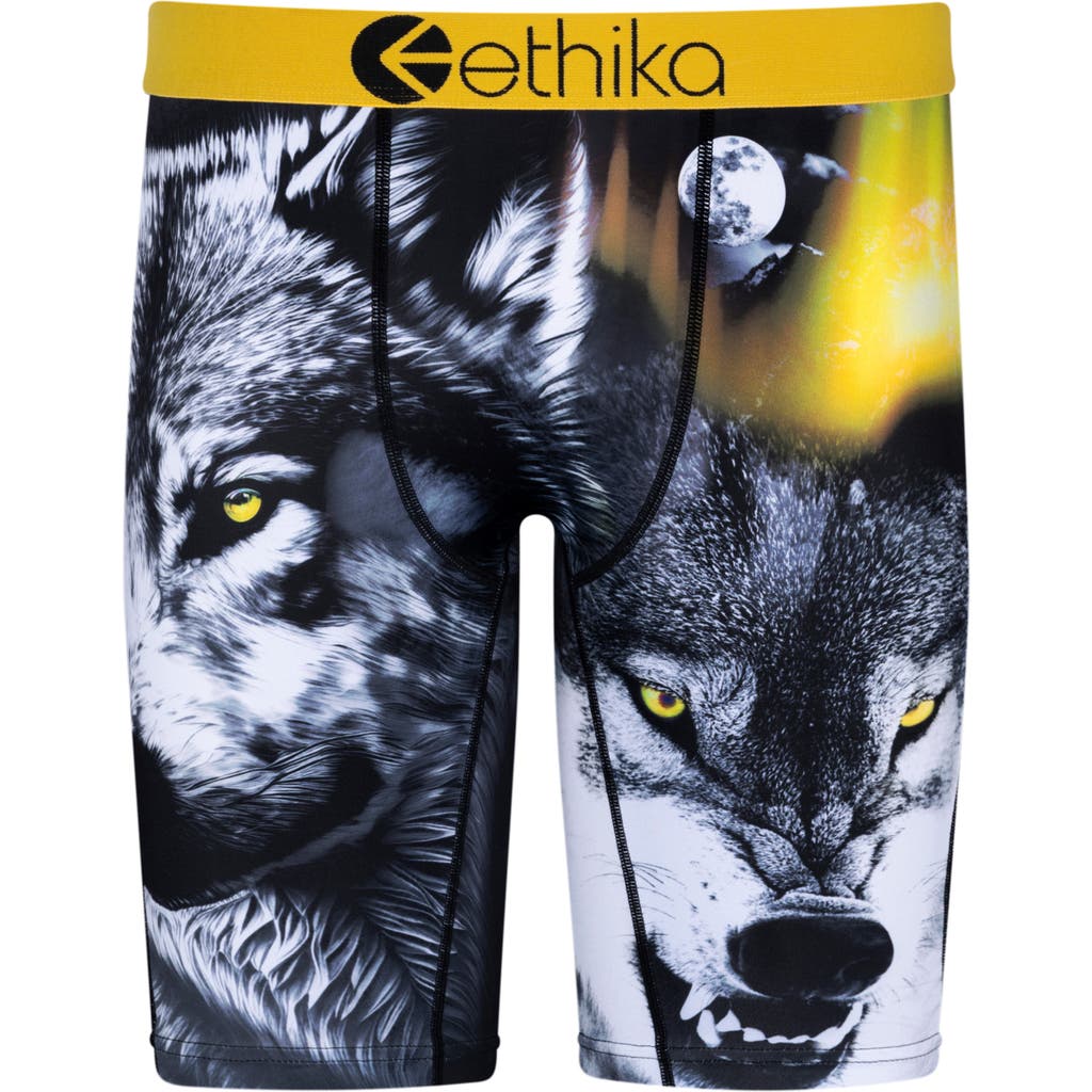 Ethika Kids' Awwoo Boxer Briefs In Black/yellow