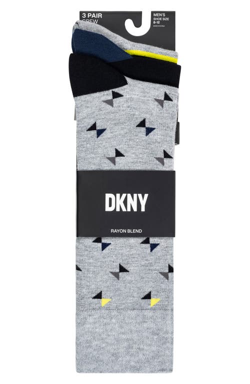 Shop Dkny Assorted 3-pack Terry Crew Socks In Charcoal