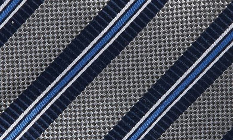 Shop Nordstrom Stripe Silk Tie In Silver