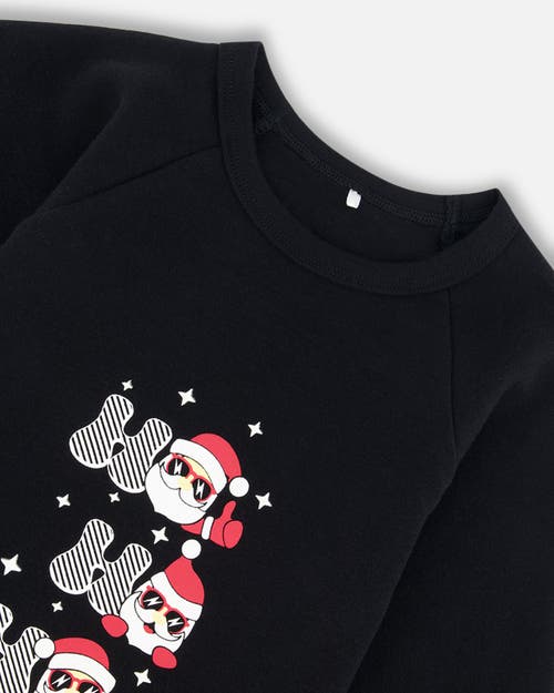 Deux Par Deux Little Boy's Organic Cotton Two Piece Pajama Set Red Printed Santa In Printed Santa Claus