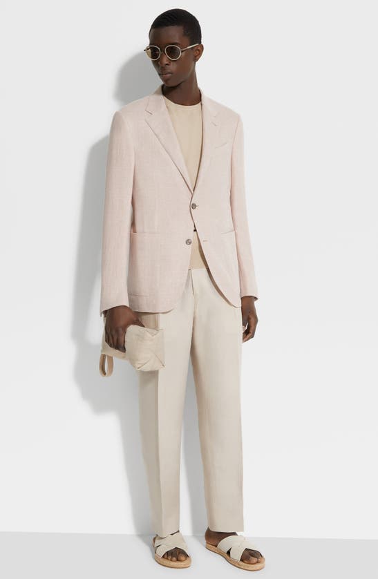Zegna Fairway Crossover Linen Blend Sport Coat In Petra