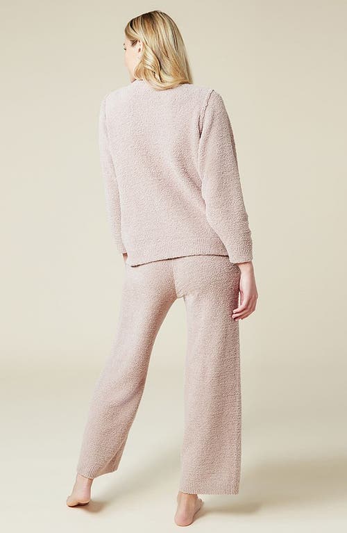 Softies Solid Marshmallow Reverse Seam Crew Neck Lounge Set With Bracelet Sleeve In Coco