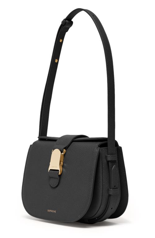 Senreve Cadence Crossbody Pebbled Leather Handbag In Noir