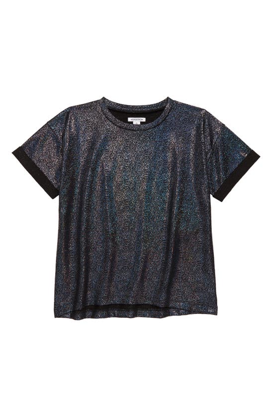 Nordstrom Kids' Oversize Sparkle T-shirt In Black Multi Hologram