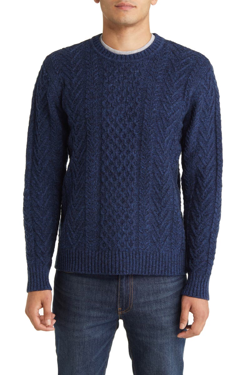 Schott NYC Cable Stitch Crewneck Wool Blend Sweater | Nordstrom