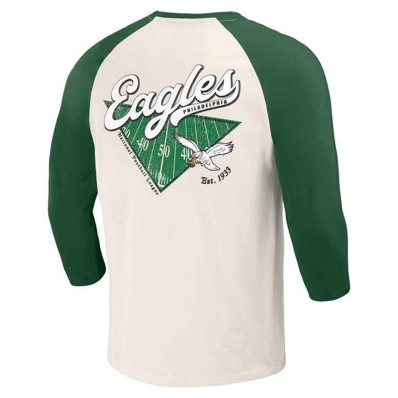 Shop Darius Rucker Collection By Fanatics Kelly Green/white Philadelphia Eagles Raglan 3/4 Sleeve T-shirt