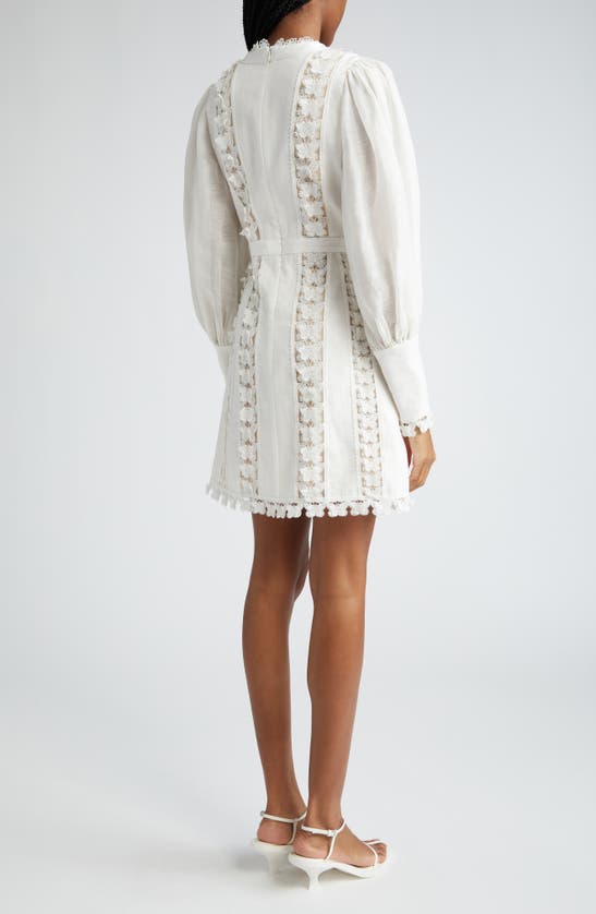 Shop Zimmermann Flutter Butterfly Lace Long Sleeve Linen Dress In Natural