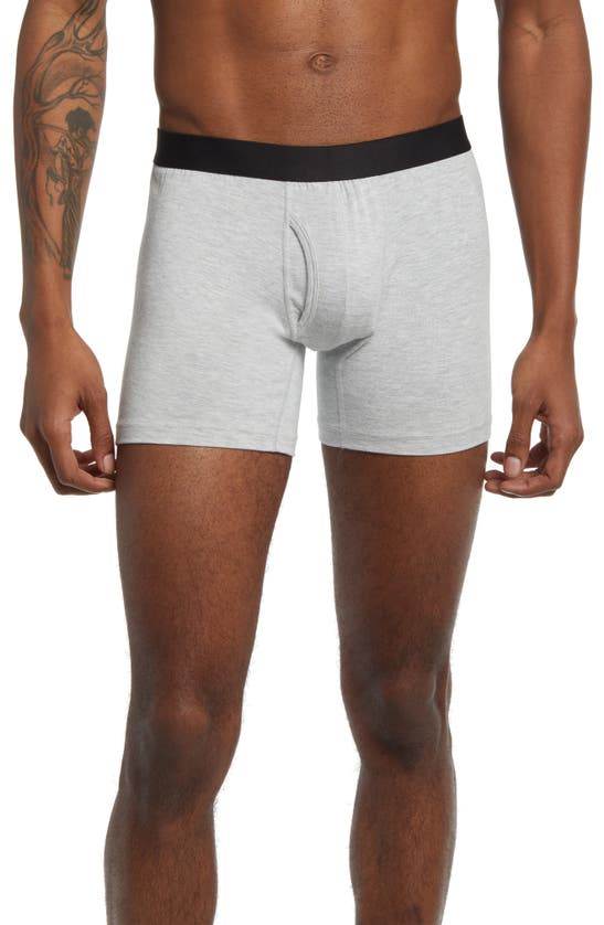 Meundies Stretch Boxer Briefs In Heather Grey