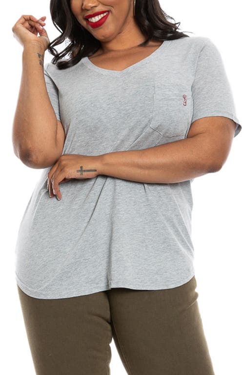 V-Neck Pocket T-Shirt in Heather Grey