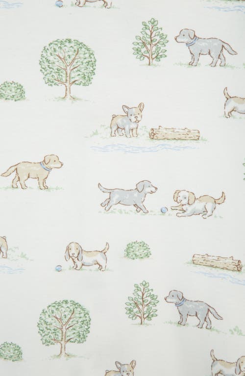 Little Me Puppy Park Cotton Footie & Hat Set In Ivory