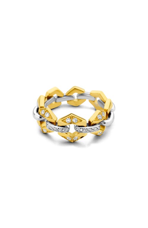 Flow Diamond Link Ring in Gold