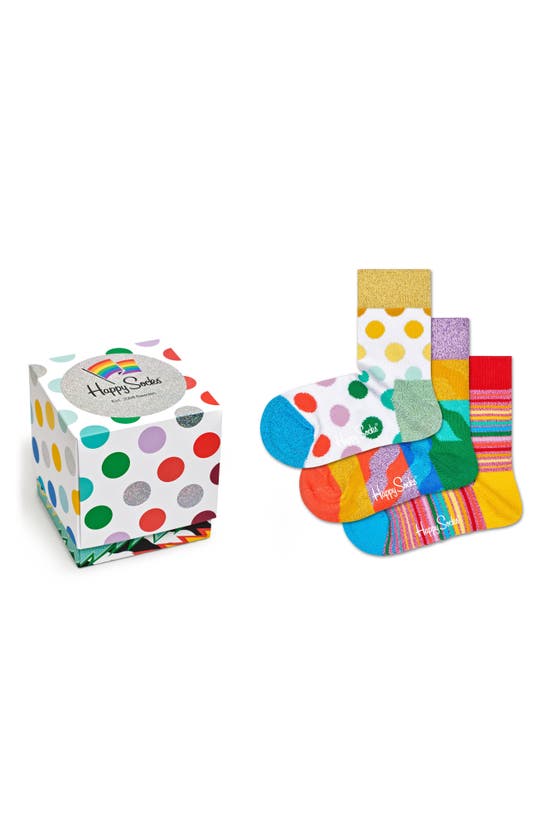 Shop Happy Socks Kids' Assorted 3-pack Pride Socks Gift Box In Bright Combo Multi