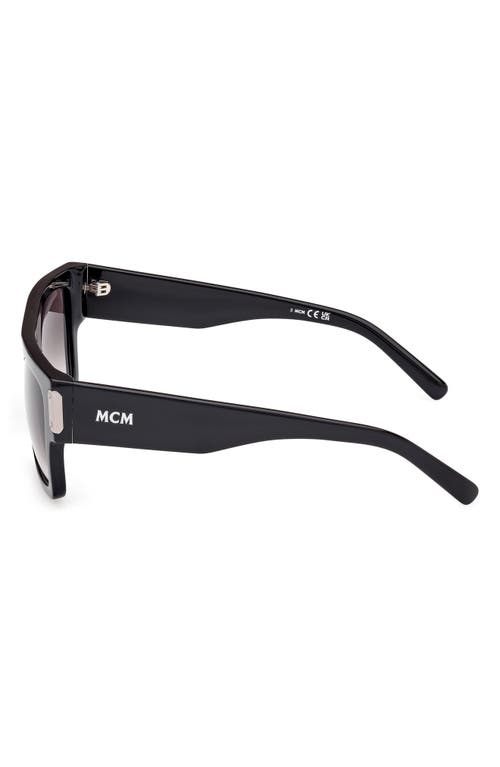 Mcm 54mm Rectangular Sunglasses In Shiny Black/gradient Smoke