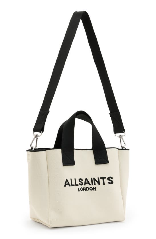 Shop Allsaints Mini Izzy Recycled Polyester Tote In Desert White