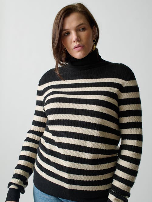 Shop Lingua Franca Morrissey Textured Stripe Turtleneck In Jet