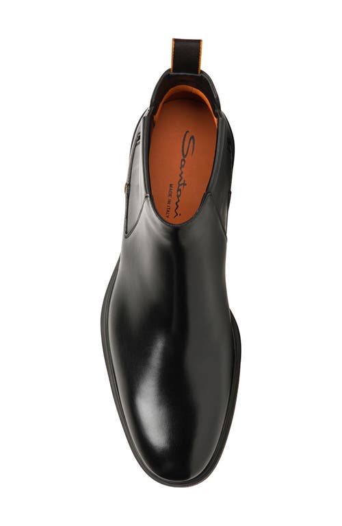 Santoni Elastic-panel Leather Boots In Black
