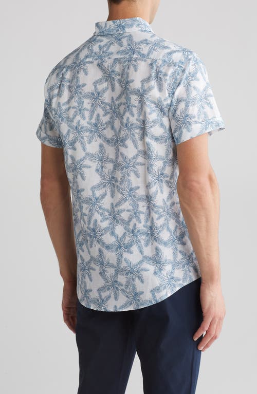 Shop Rodd & Gunn Short Sleeve Linen & Cotton Blend Button-up Shirt In Blue/snow