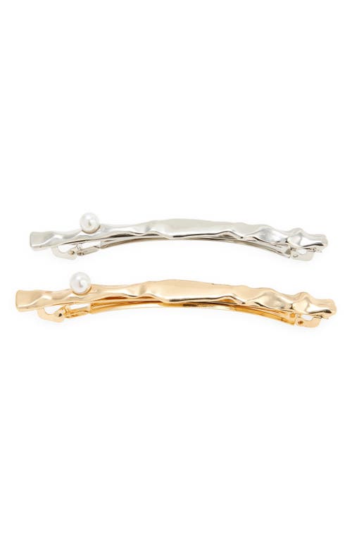 Tasha 2-Pack Assorted Imitation Pearl Barrettes in Gold Silver at Nordstrom