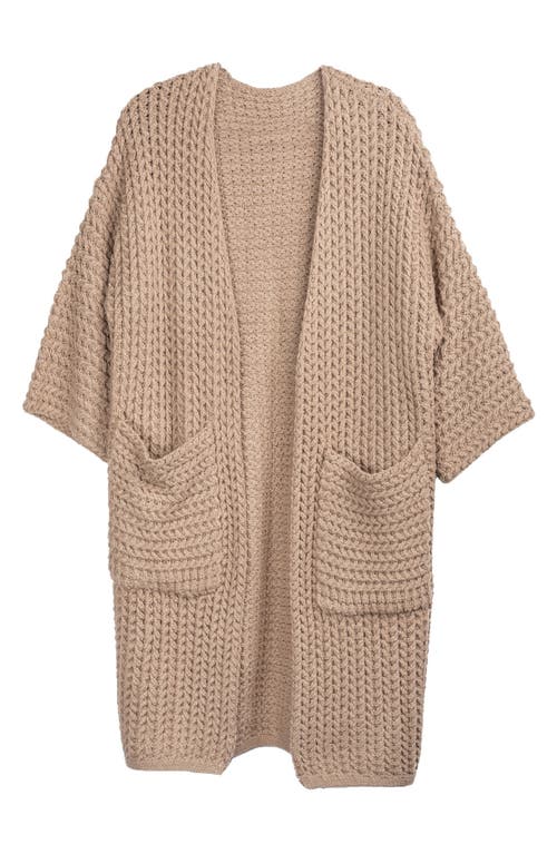 Saachi Knit Open Front Cardigan In Taupe