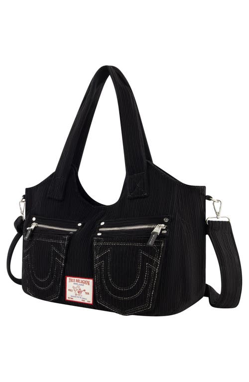 True Religion Brand Jeans Horseshoe Stitch Corduroy Satchel In Black