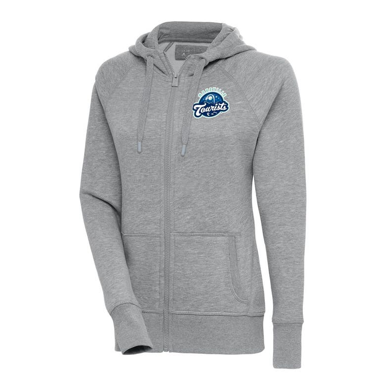 Shop Antigua Heather Gray Asheville Tourists Victory Full-zip Hoodie
