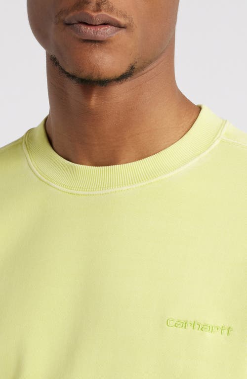 Shop Carhartt Work In Progress Garment Dyed Script Sweatshirt In Arctic Lime Garment Dyed