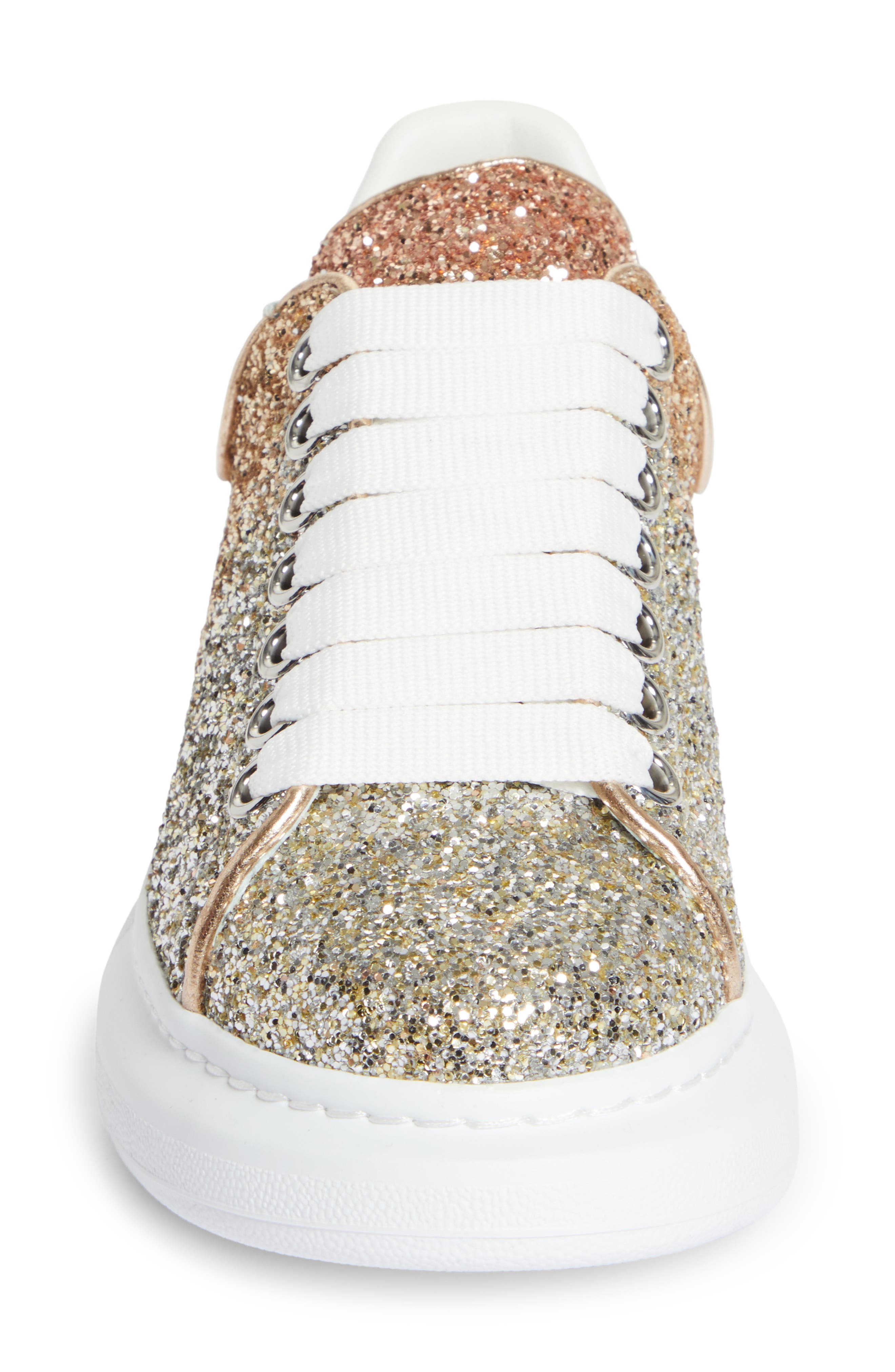 Gold Alexander Mcqueen Oversized Glitter Sneakers Rose Gold - Main Image