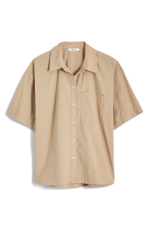Madewell Oversized Boxy Short Sleeve Poplin Button-up Shirt In Dark Oat