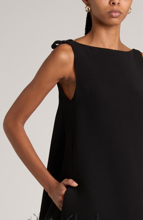 Shop Valentino Garavani Sleeveless Feather Hem Cocktail Dress In Nero