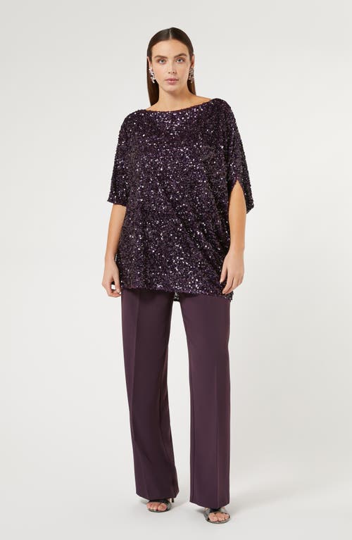 Shop Marina Rinaldi Dorotea Sequin Tunic Top In Bordeaux