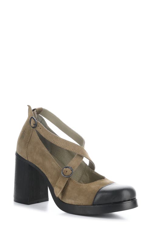 Shop Fly London Sliv Strappy Block Heel Pump In 001 Black/taupe