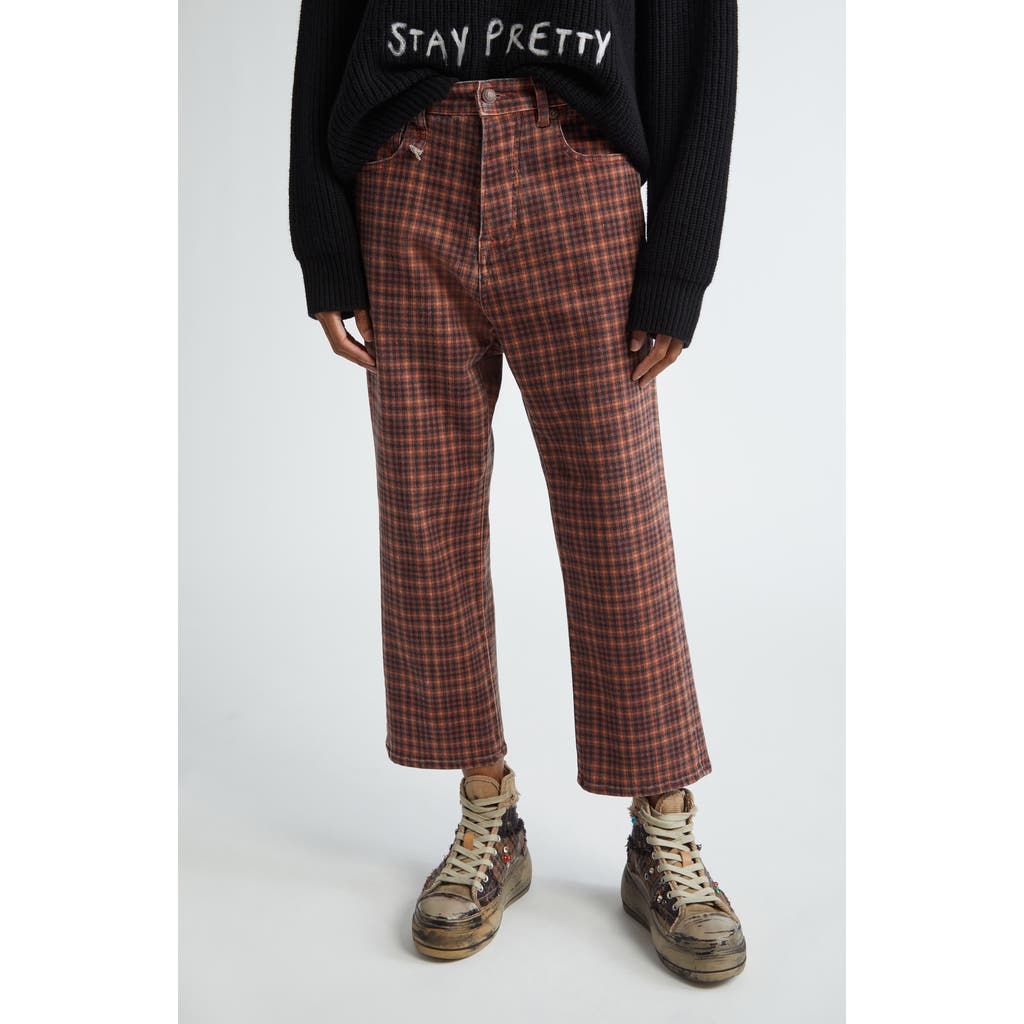 R13 Multicolor Boy Straight Jeans In Printed Auburn Plaid