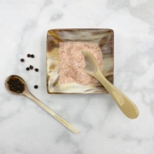 Maadili Collective Horn Spice Bowl With Spoon In Brown