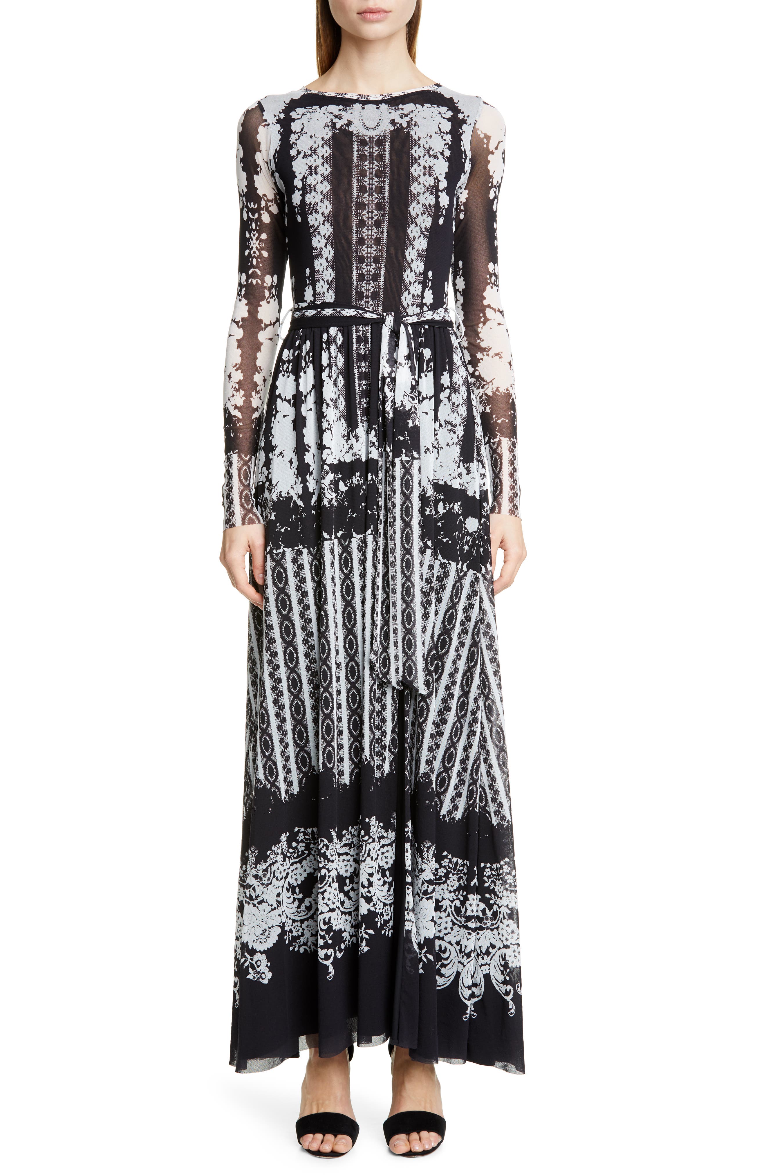 belted long sleeve maxi dress