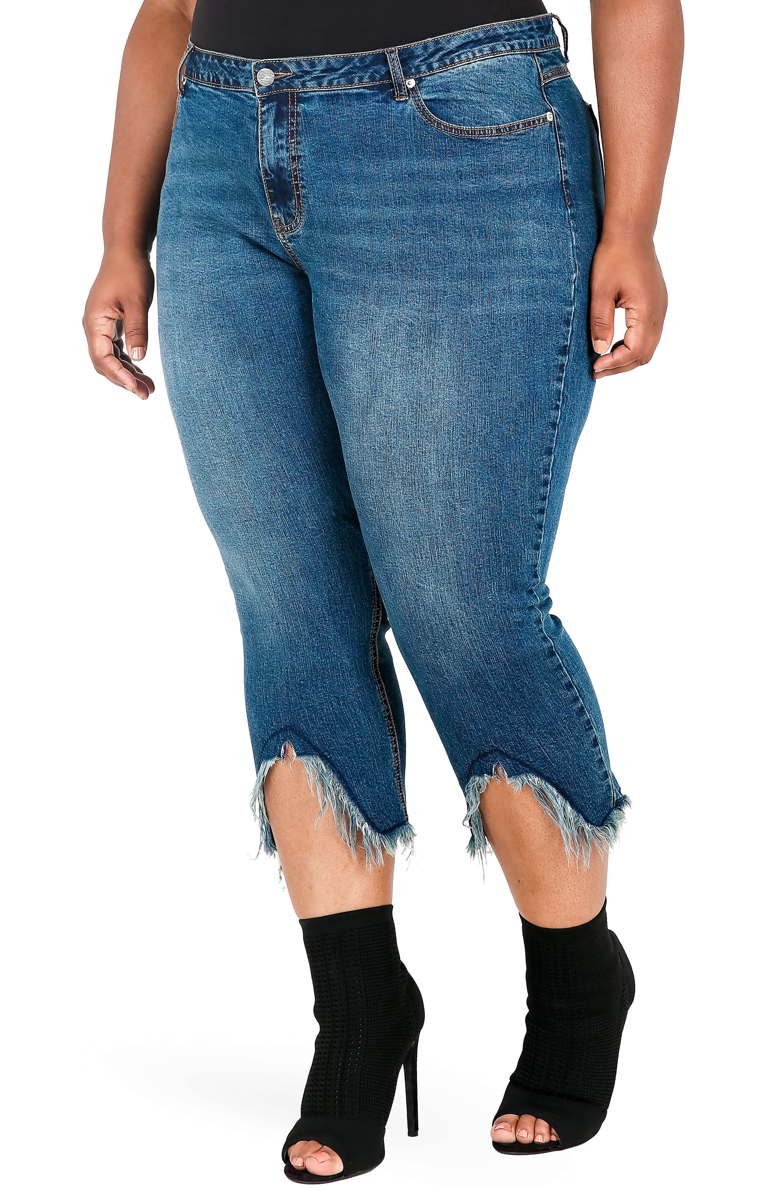 Plus Women's Poetic Justice Faye Frayed Crop Jeans Plus Women's Poetic Justice Faye Frayed Crop Jeans