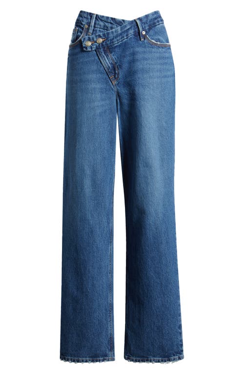 Shop Good American Good '90s Double Button Crossover Jeans In Indigo713