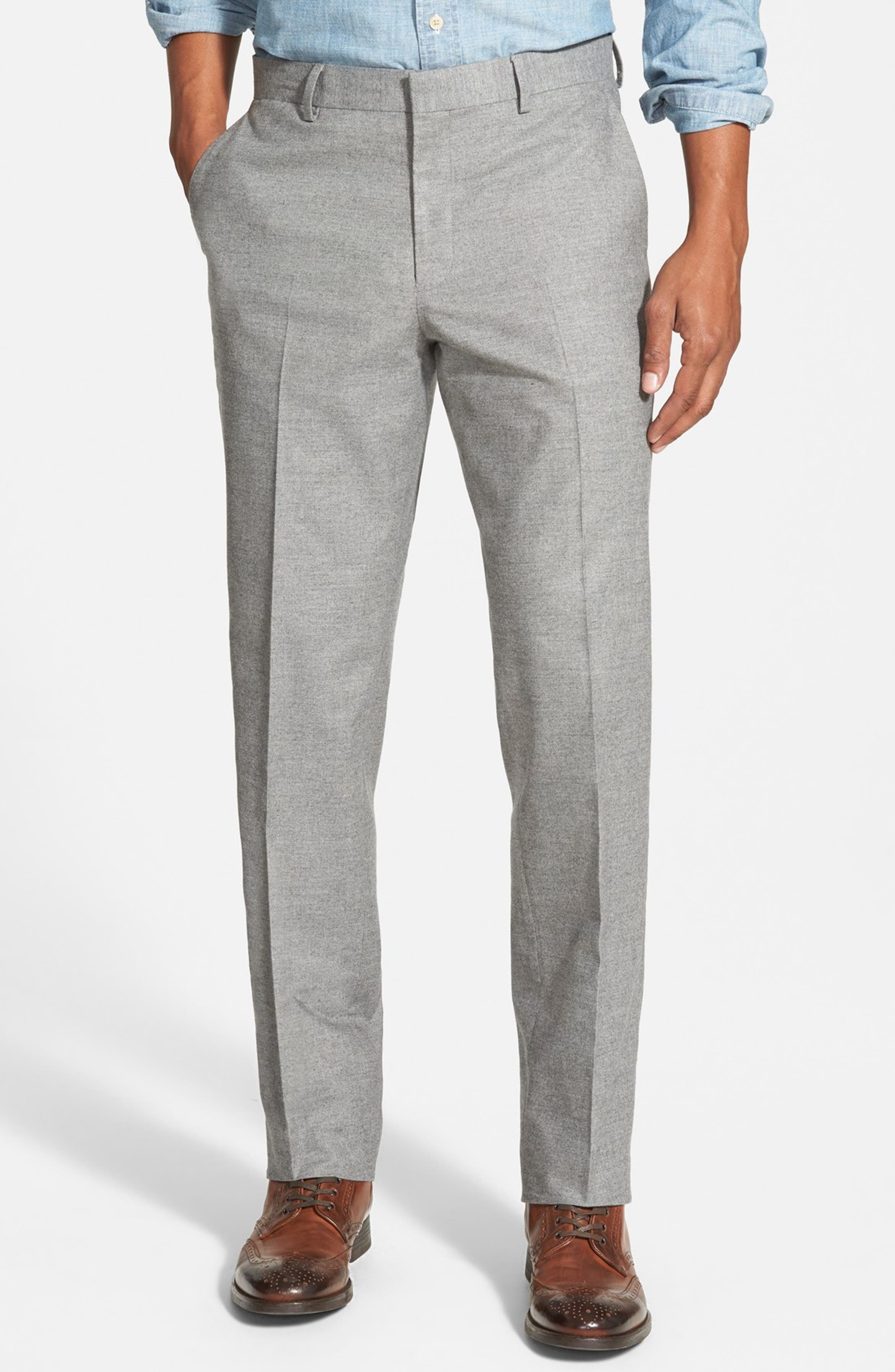 Wallin & Bros. Flat Front Solid Cotton Blend Trousers | Nordstrom