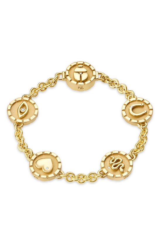 Shop Pamela Zamore Pharos Diamond Five-charm Bracelet In Gold