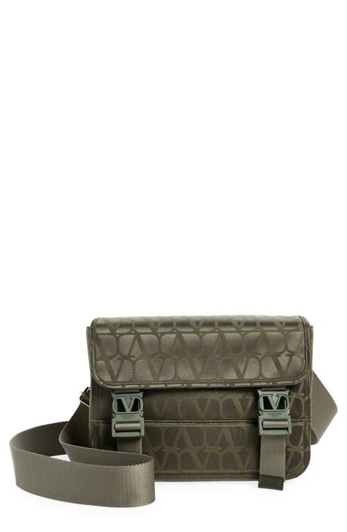 Shop Valentino Garavani Vlogo Toile Iconographe Messenger Bag In Army Green