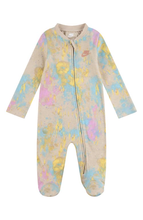 Nike Tie Dye Cotton Zip Footie Sanddrift at Nordstrom,