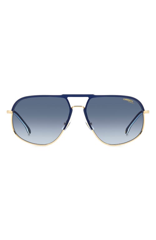 Carrera Eyewear 60mm Aviator Sunglasses in Blue Gold/Blue Shaded at Nordstrom