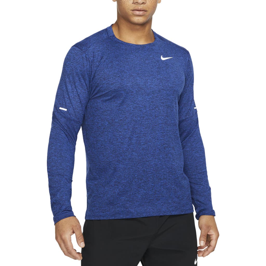 Shop Nike Element Dri-fit Long Sleeve Running T-shirt In Obsidian/game Royal