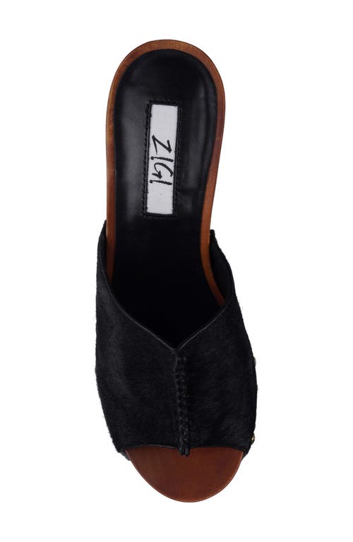 Zigi Yama Platform Slide Sandal In Black Calf Hair