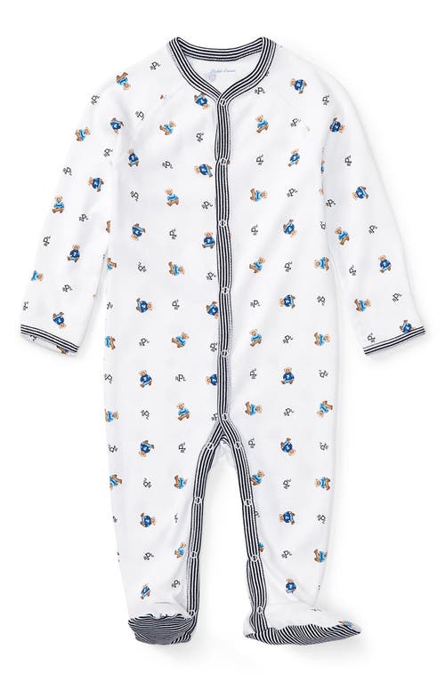 Ralph Lauren Print Footie in White Bear Print 