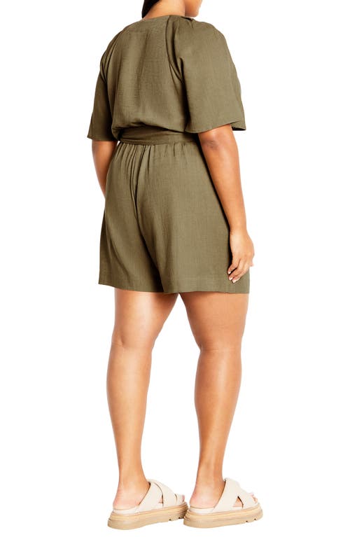 Shop City Chic Brielle Belted Romper In Olive