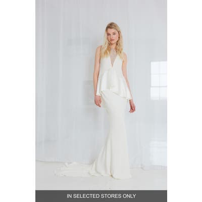 Amsale Sia Satin Two-Piece Gown, Size - Ivory