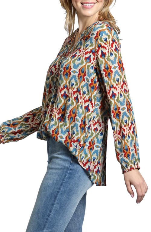 Shop Apny Printed Crossover Long Sleeve Top In Orange Multi