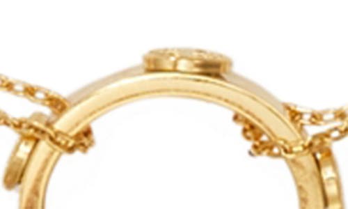 Tory Burch Miller Stud Circle Pendant Necklace In Tory Gold