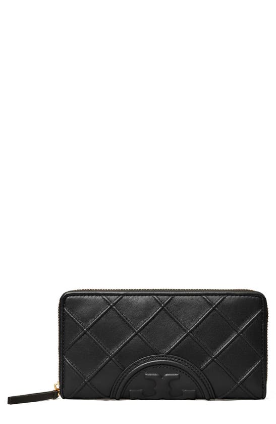 Shop Tory Burch Fleming Soft Leather Continental Wallet In Black